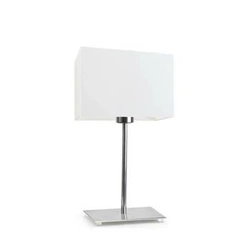 Lampka nocna do sypialni AMALFI nowoczesna biała z abażurem i chromowaną podstawą LYSNE