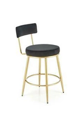 Hoker Pamela czarny welurowy z oparciem glamour do kuchni i jadalni na złotych nogach