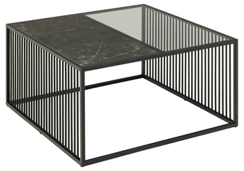Stolik kawowy Strington 80x80 czarny szklany loftowy do salonu