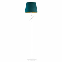 Lampa podłogowa FOGO GOLD zielona welurowa nowoczesna do salonu glamour z abażurem Lysne