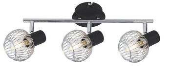 Lampa sufitowa Oslo czarna chrom regulowana 3-punktowa do salonu i sypialni 48 cm