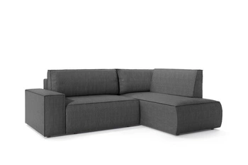 Narożnik z funkcją spania Molde L prawy sztruksowy szary do salonu z pojemnikiem