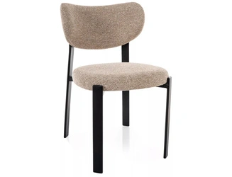 Krzesło Norin beżowe tapicerowane do jadalni i salonu na czarnych nogach