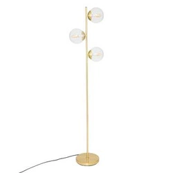 Lampa podłogowa złota Collectionneur Atmosphera glamour do salonu z trzema szklanymi kloszami
