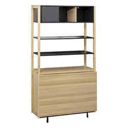 Regał na książki Extensio nowoczesny loftowy z zamykanymi półkami i funkcją biurka 180 cm