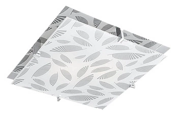 Plafon sufitowy szklany Fikus 36x36 nowoczesny kwadratowy do salonu i kuchni chrom