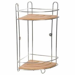 Półka łazienkowa narożna Venterra Bambus 5five simply smart pod prysznic z bambusa i metalu