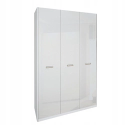 Szafa 3-drzwiowa Bella biały połysk nowoczesna z półkami i drążkiem do sypialni