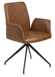 Krzesło do jadalni tapicerowane ekoskóra Naya Vintage brązowe z podłokietnikami Actona