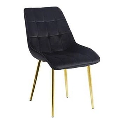 Krzesło tapicerowane welur Poly Intesi czarne ze złotymi nogami do jadalni i salonu