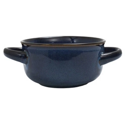 Bulionówka Temps niebieska ceramiczna do zupy 600ml z uchwytami vintage Intesi