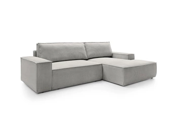 Narożnik z funkcją spania Molde M prawy sztruksowy szary jasny z pojemnikiem do salonu