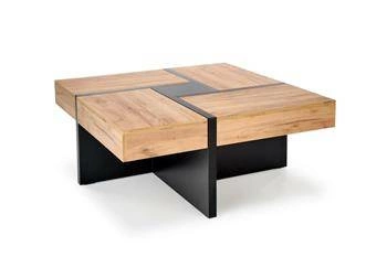 Stolik kawowy Sisel loftowy kwadratowy dąb craft z szufladami 100x100 cm do salonu Intesi