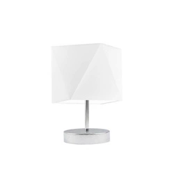Lampka nocna do sypialni PASADENA nowoczesna biała z abażurem na chromowanym stelażu LYSNE