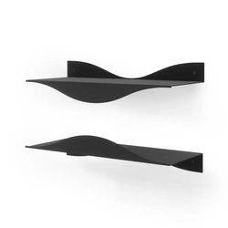 Zestaw 2 nowoczesnych półek ściennych Surf czarnych metalowych do salonu Umbra