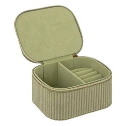 Organizer na biżuterię sztruksowy Enya zielony retro zamykany do pierścionków Atmosphera