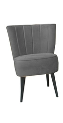 Fotel kubełkowy Sally szary nowoczesny do salonu na wysokich nogach wygodny Intesi