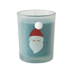 Świeca świąteczna zapachowa zielona z mikołajem w szkle Intesi dekoracyjna
