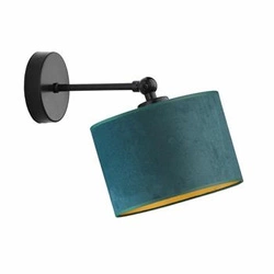 Kinkiet ścienny glamour Tete Gold LYSNE z welurowym abażurem zielonym, regulowany do sypialni