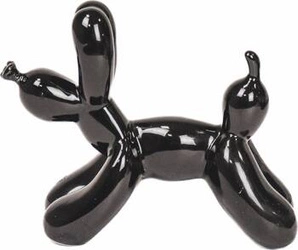 Figurka dekoracyjna pies balon czarny HV decor nowoczesna na komodę do salonu 14,5 cm