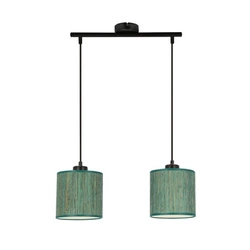 Lampa wisząca Patti zielona regulowana 2-punktowa do salonu i jadalni z abażurem