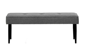 Ławka tapicerowana Alize szara pikowana do przedpokoju i sypialni na czarnych nogach