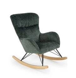 Fotel bujany Opera zielony do salonu nowoczesny tapicerowany z podłokietnikami Intesi