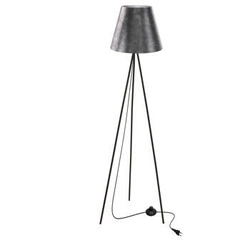 Lampa podłogowa stojąca do salonu PLATINO nowoczesna czarna z abażurem srebrnym 150 cm