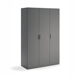 Szafa 3-drzwiowa Della szara nowoczesna z półkami do sypialni lub garderoby 134 cm