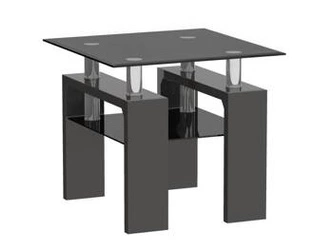 Stolik kawowy Darby kwadratowy 60x60 cm czarny szklany z półką nowoczesny do salonu