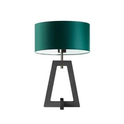 Lampka nocna Clio glamour z zielonym abażurem i drewnianą popielatą podstawą do sypialni