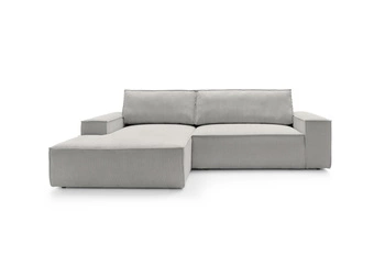 Narożnik sztruksowy Molde M lewy z funkcją spania i pojemnikiem do salonu szary