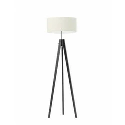 Lampa stojąca do salonu i sypialni HAITI drewniana z abażurem ecru glamour Lysne 138 cm