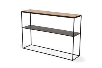 Konsola STAM 280 nowoczesna wąska konsola do przedpokoju i salonu dąb fornir metal półka
