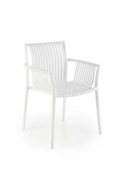 Krzesło Nathan białe Intesi nowoczesne do jadalni i ogrodu z podłokietnikami, łatwe czyszczenie