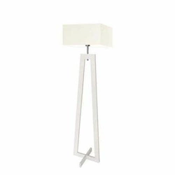 Lampa podłogowa JAWA drewniana z abażurem ecru nowoczesna do salonu i sypialni Lysne