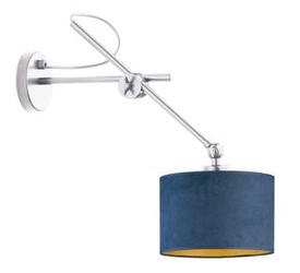 Nowoczesny kinkiet ścienny HAMILTON VELUR niebieski welurowy do sypialni i salonu Lysne