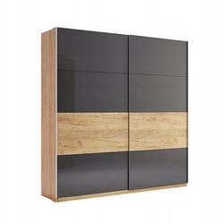 Szafa przesuwna Matle 200 cm dąb szary nowoczesna z półkami do sypialni garderoby