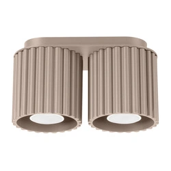 Plafon sufitowy nowoczesny AURA 2 taupe aluminium do salonu i kuchni GU10 2x10W