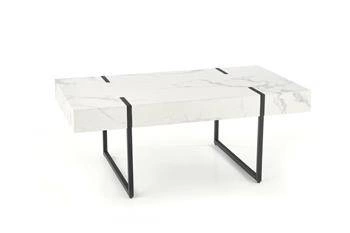 Stolik kawowy Marbella prostokątny biały marmur czarny nowoczesny loft do salonu 110x60 cm