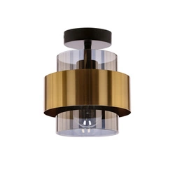 Lampa sufitowa Spiega czarna złota dymiony klosz nowoczesna do salonu i jadalni