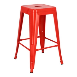 Hoker Paris 66 cm czerwony metalowy industrialny bez oparcia do wyspy kuchennej inspirowany Tolix