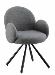 Krzesło tapicerowane Paulette szare bouclé z podłokietnikami do jadalni nowoczesne Intesi