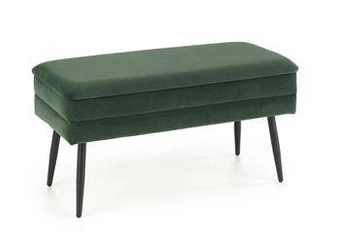 Ławka tapicerowana Vanel ze schowkiem zielona welurowa glamour do przedpokoju lub sypialni
