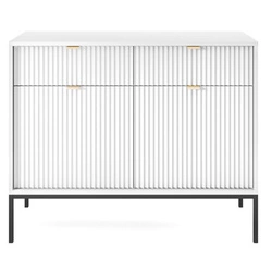 Komoda Delicious biała ryflowana z szufladami na nóżkach 104 cm nowoczesna do salonu Intesi