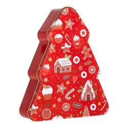 Intesi świąteczne pudełko dekoracyjne metalowe choinka czerwone do salonu 19 cm