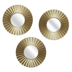 Zestaw 3 okrągłych luster dekoracyjnych Origami w złotej ramie do salonu i przedpokoju