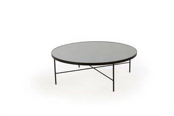 Stolik kawowy okrągły Tre 900 nowoczesny z lustrzanym blatem czarny do salonu NORDIFRA