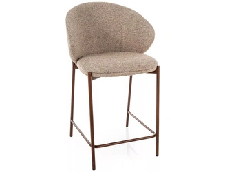 Hoker Elsme tapicerowany z oparciem beżowy do wyspy kuchennej