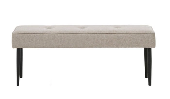 Ławka tapicerowana Alize pikowana do przedpokoju 140 cm nowoczesna piaskowa czarne nogi